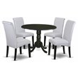 Pemberly Row 5-Piece Wood Dining Set in Black and Grayish Blue Fabric