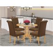 Pemberly Row 5-Piece Wood Dining Set in Rubberwood Oak Dark Coffee