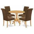 Pemberly Row 5-Piece Wood Dining Set in Rubberwood Oak Dark Coffee