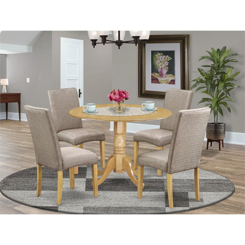 Pemberly Row 5-Piece Wood Dining Set in Oak and Dark Khaki