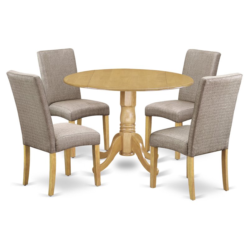 Pemberly Row 5-Piece Wood Dining Set in Oak and Dark Khaki