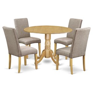 Pemberly Row 5-Piece Wood Dining Set in Oak and Dark Khaki