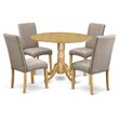 Pemberly Row 5-Piece Wood Dining Set in Oak and Dark Khaki