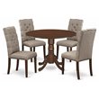Pemberly Row 5-Piece Wood Dining Set in Mahogany and Dark Khaki
