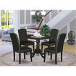 Pemberly Row 5-Piece Wood Dining Set with Black Leather Seat