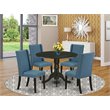 Pemberly Row 5-Piece Wood Dining Set in Black and Mineral Blue