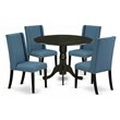 Pemberly Row 5-Piece Wood Dining Set in Black and Mineral Blue
