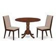 Pemberly Row 3-Piece Wood Dining Set in Mahogany with Light Tan Fabric