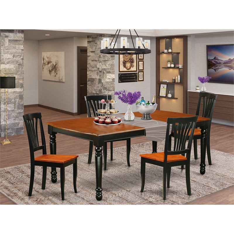 Pemberly Row 5-Piece Wood Dining Room Set in Black and Cherry