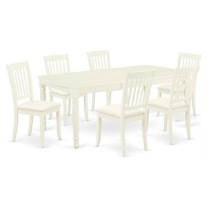 Pemberly Row 7-Piece Dining Table Set with Fabric Seats in White