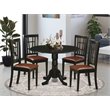 Pemberly Row 5-Piece Traditional Wood Dining Set in Black with Pedestal Table