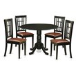 Pemberly Row 5-Piece Traditional Wood Dining Set in Black with Pedestal Table