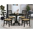 Pemberly Row 5-Piece Black Wood Dining Set with Linen Fabric Chairs