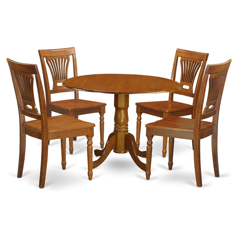 Pemberly Row 5-Piece Wood Kitchen Table and Chairs in Saddle Brown