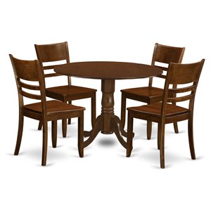 Pemberly Row 5-Piece Traditional Wood Dining Set in Espresso Finish