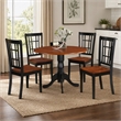 Pemberly Row 5-Piece Round Wood Dining Set in Black and Cherry Finish
