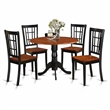 Pemberly Row 5-Piece Round Wood Dining Set in Black and Cherry Finish