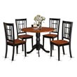 Pemberly Row 5-Piece Round Wood Dining Set in Black and Cherry Finish