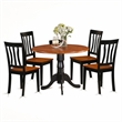 Pemberly Row 5-Pc Dining Room Set with Wood Seats in Black/Cherry
