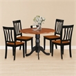 Pemberly Row 5-Pc Dining Room Set with Wood Seats in Black/Cherry