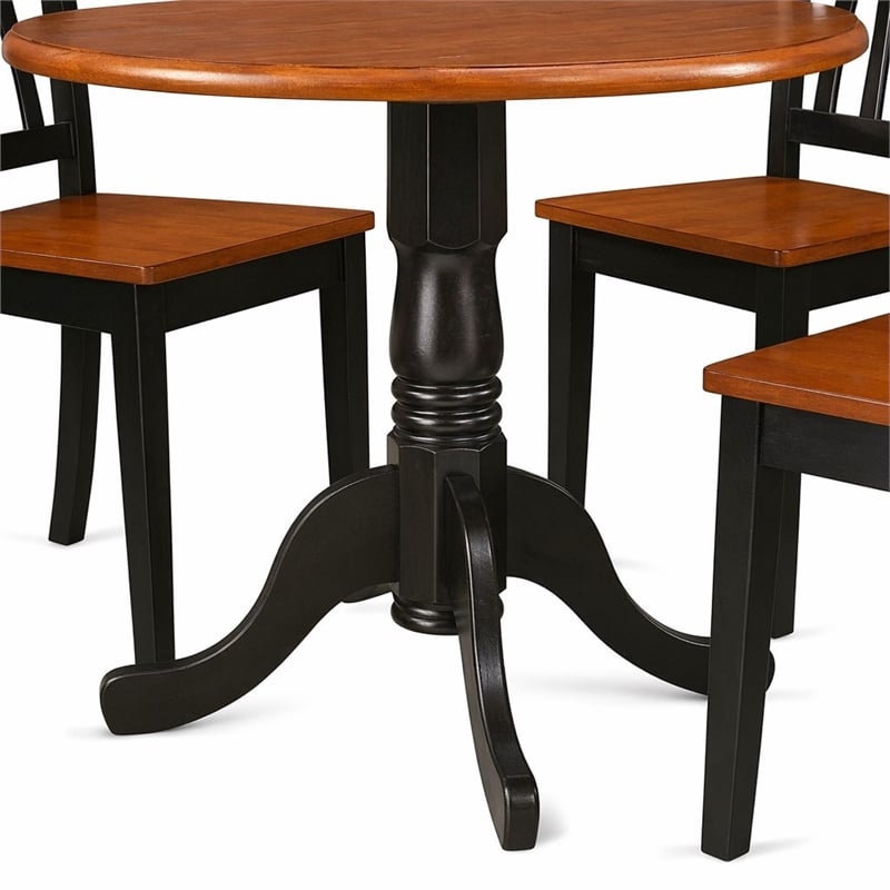 Pemberly Row 5-Pc Dining Room Set with Wood Seats in Black/Cherry