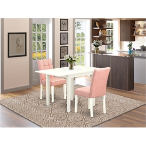 Pemberly Row 3-Piece Dining Set with Drop-Leaf Table Linen White/Beige Red