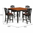 Pemberly Row 5-Piece Wood Black & Cherry Dining Set with Leather Seats