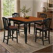 Pemberly Row 5-Piece Wood Black & Cherry Dining Set with Leather Seats