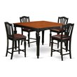 Pemberly Row 5-Piece Wood Black & Cherry Dining Set with Leather Seats