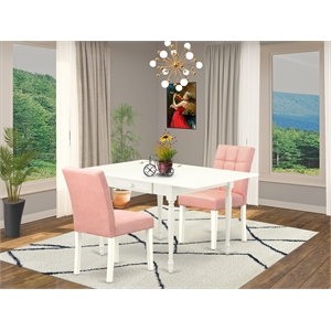 Pemberly Row 3-Piece Dining Table Set with Dropleaf Linen White/Beige Red