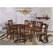 Pemberly Row 9-Piece Wood Dining Set with Fabric Seat in Mahogany Finish