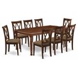 Pemberly Row 9-Piece Wood Dining Set with Fabric Seat in Mahogany Finish