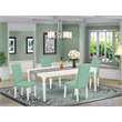 Pemberly Row Wood 5-Piece Dining Set in Linen White and Pond PU Leather