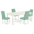 Pemberly Row Wood 5-Piece Dining Set in Linen White and Pond PU Leather