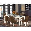 Pemberly Row 7-Piece Dinette Set in Wood Linen White with Self-Storing Leaf