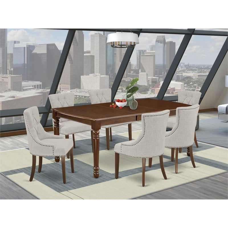 Pemberly Row 7-Piece Dining Set in Wood Mahogany with Self-Storing Leaf