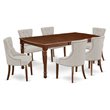 Pemberly Row 7-Piece Dining Set in Wood Mahogany with Self-Storing Leaf