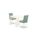 Pemberly Row 3-Piece Square Wood Dining Set in Linen White and Willow Green