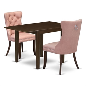 Pemberly Row 3-Piece Mahogany Kitchen Set with Beige Red Chairs