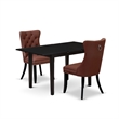 Pemberly Row 3-Piece Dining Set in Black Finish with Burgundy Upholstery