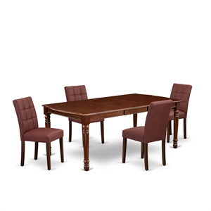 Pemberly Row 5-Piece Dining Set with Faux Leather in Mahogany