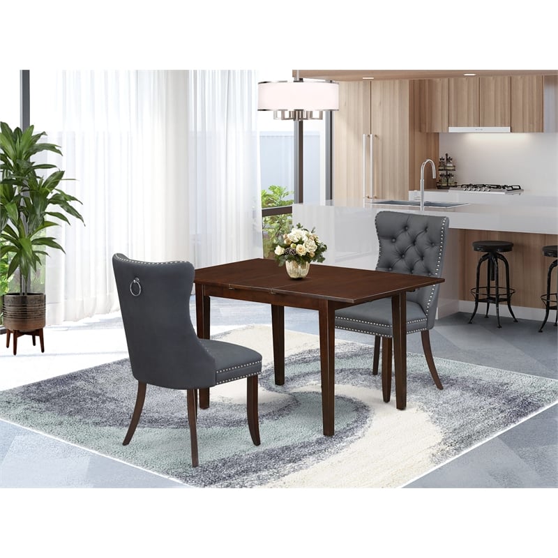 Pemberly Row 3-Piece Rubberwood Dining Set in Mahogany/Platinum Gray