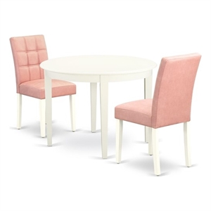 Pemberly Row 3-Piece Round Kitchen Dining Set Linen White/Beige Red