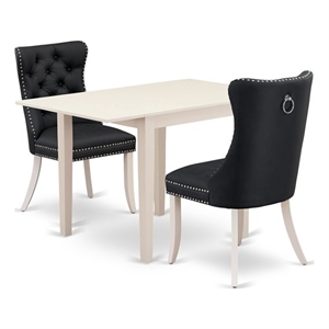 Pemberly Row 3-Piece Modern Dining Set in Linen White with Dark Gray Upholstery