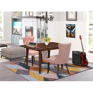 Pemberly Row 3-Piece Dining Table Set with Butterfly Leaf in Mahogany