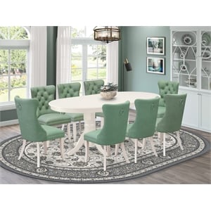 Pemberly Row 9-Piece Dining Room Set with Butterfly Leaf Table in Linen White