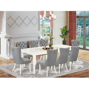Pemberly Row 9-Piece Dining Table Set with Butterfly Leaf in Linen White