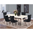 Pemberly Row 7-Piece Dining Set Rubber Wood Black Upholstery Linen White