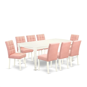 Pemberly Row 9-Piece Dining Set with Butterfly Leaf Table in Beige Red
