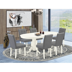 Pemberly Row 7-Piece Oval Rubberwood Dining Table Set White/Gray